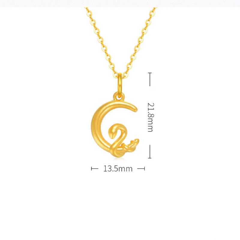 999 Gold Moon Year Of The Snake Luck Necklace Pendant