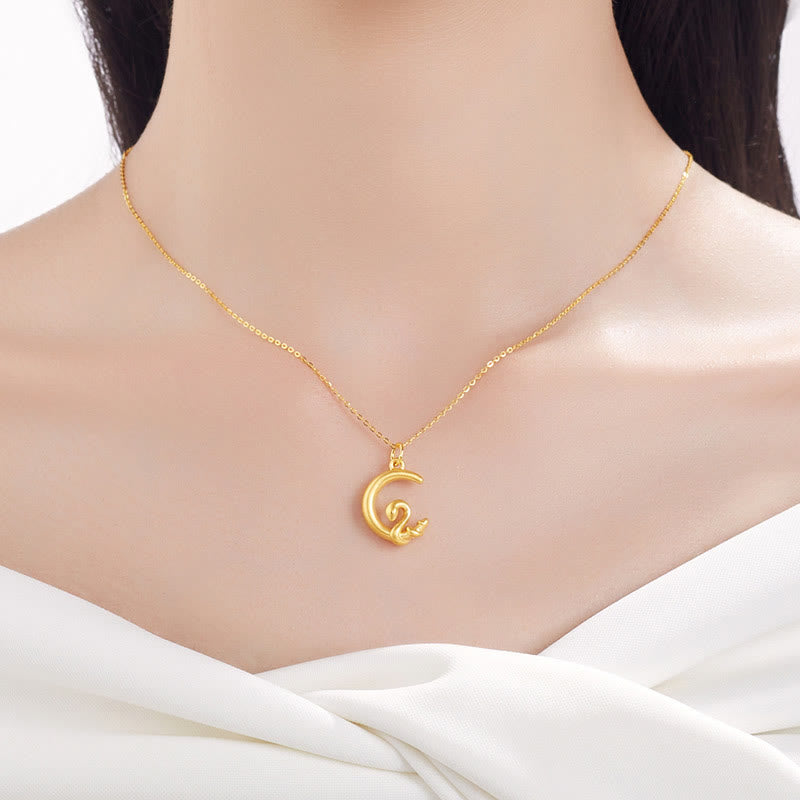 999 Gold Moon Year Of The Snake Luck Necklace Pendant