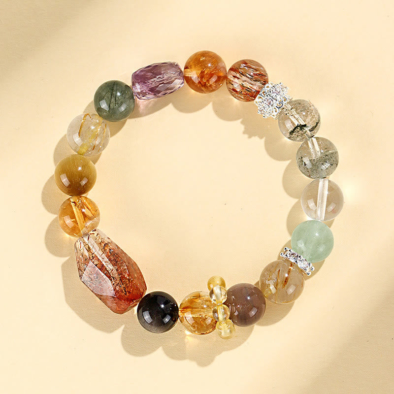 Super Seven Crystal Topaz Obsidian Tiger Eye Positivity Bracelet