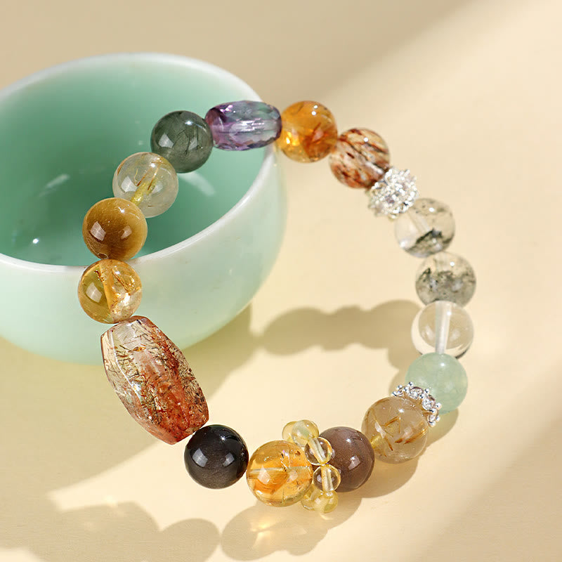 Super Seven Crystal Topaz Obsidian Tiger Eye Positivity Bracelet