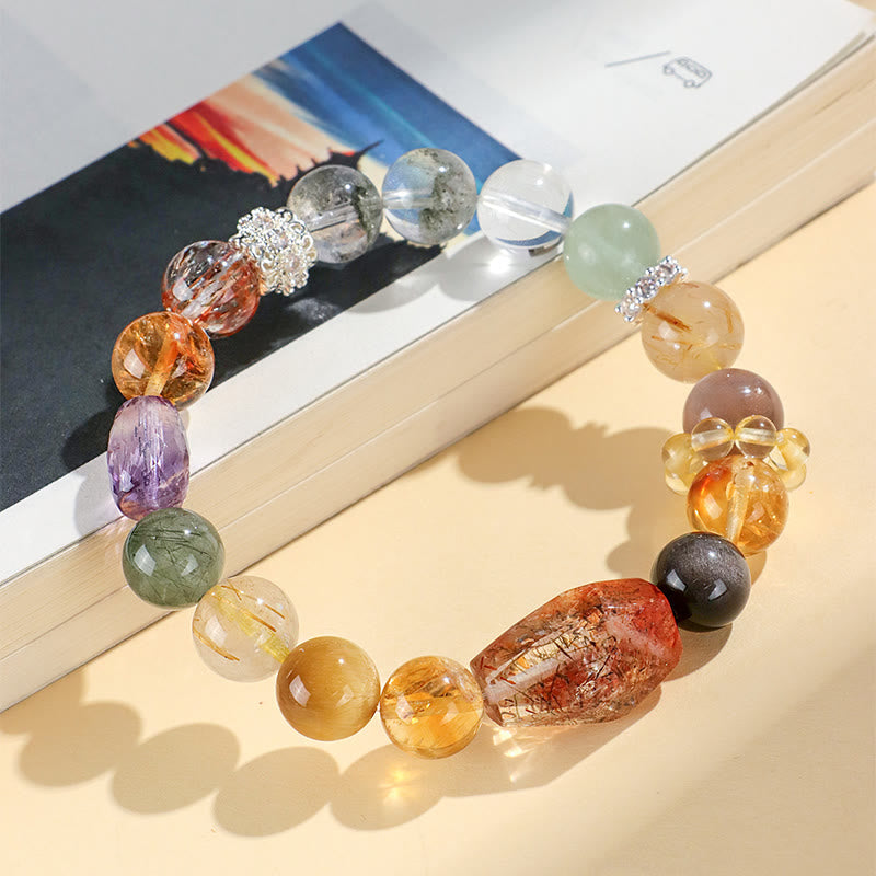 Super Seven Crystal Topaz Obsidian Tiger Eye Positivity Bracelet