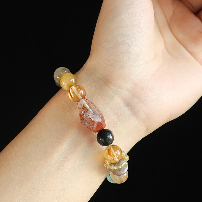 Super Seven Crystal Topaz Obsidian Tiger Eye Positivity Bracelet