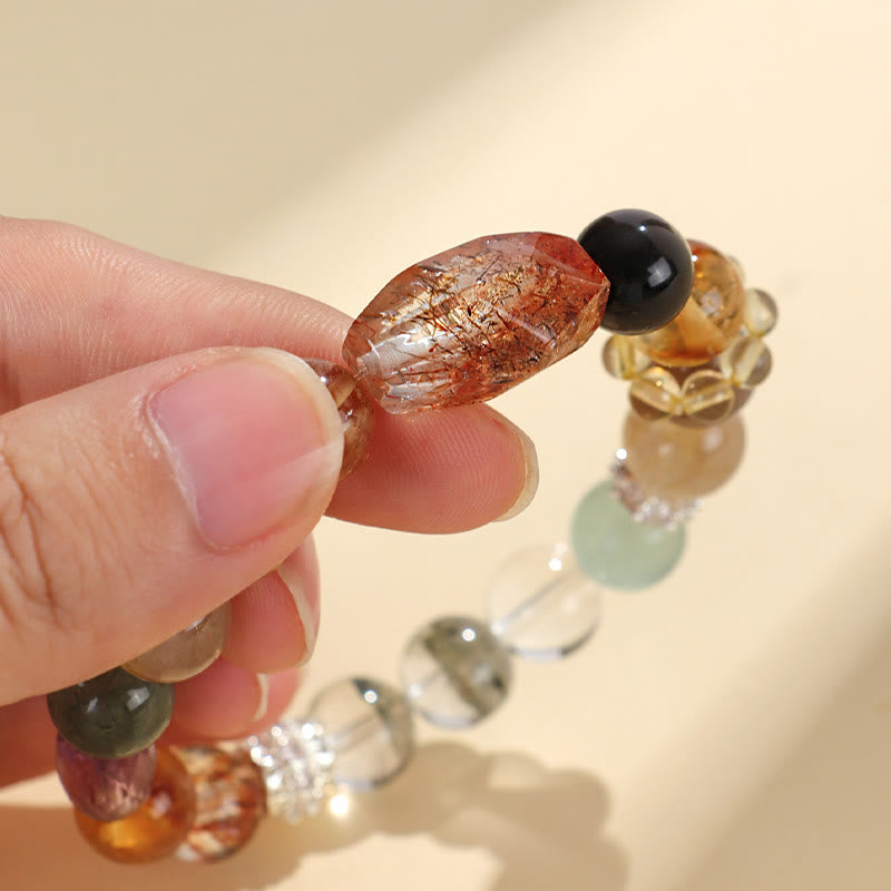 Super Seven Crystal Topaz Obsidian Tiger Eye Positivity Bracelet