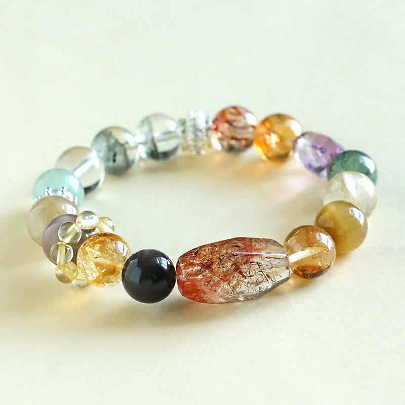 Super Seven Crystal Topaz Obsidian Tiger Eye Positivity Bracelet