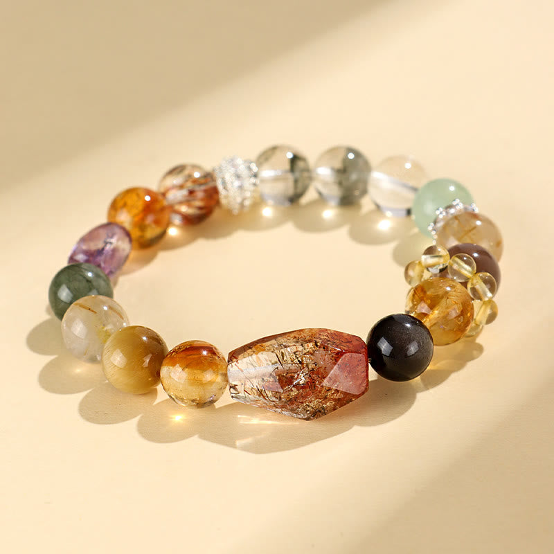 Super Seven Crystal Topaz Obsidian Tiger Eye Positivity Bracelet