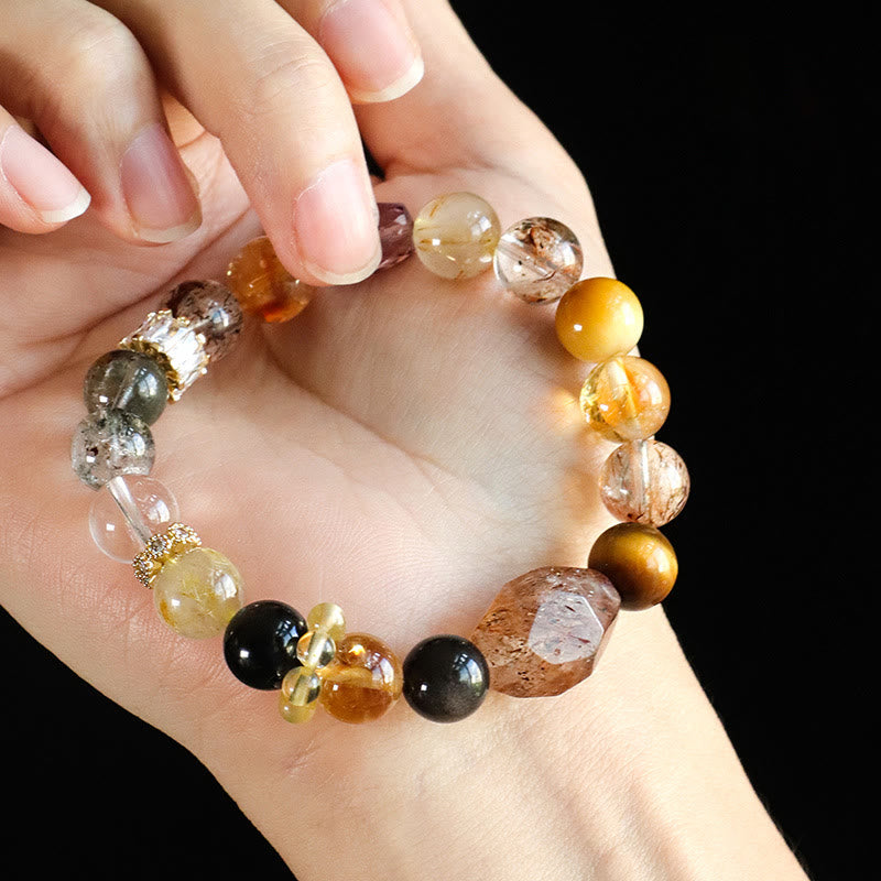 Super Seven Crystal Topaz Obsidian Tiger Eye Positivity Bracelet