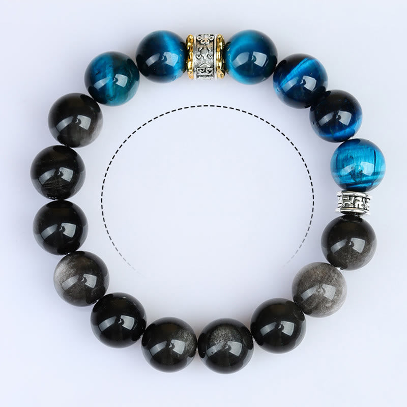 Blue Tiger Eye Silver Sheen Obsidian Strength Bracelet
