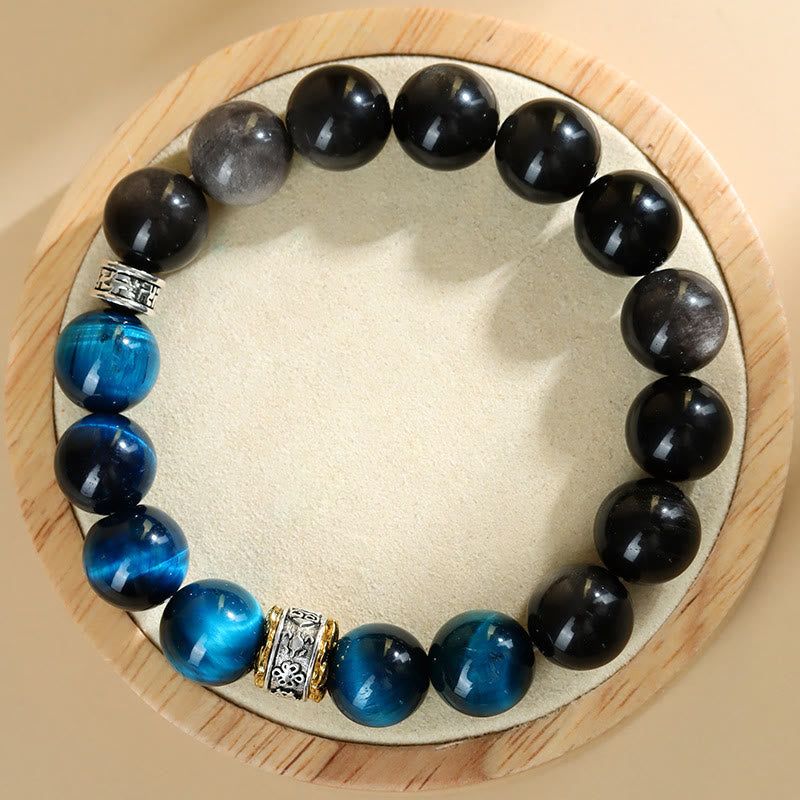 Blue Tiger Eye Silver Sheen Obsidian Strength Bracelet