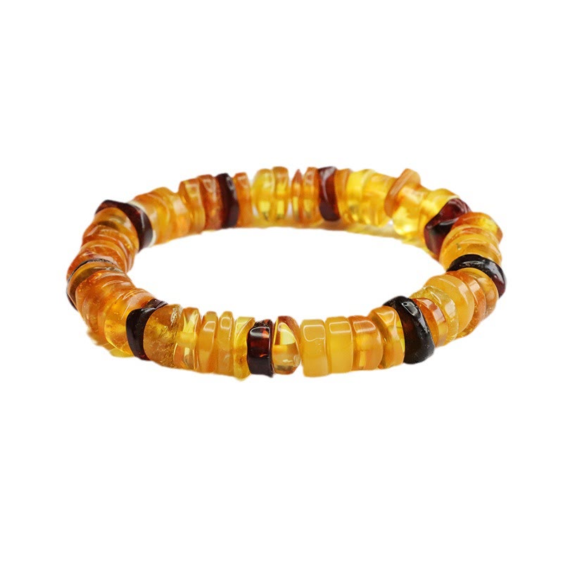 Natural Amber Ping An Kou Peace Buckle Beaded Bracelet