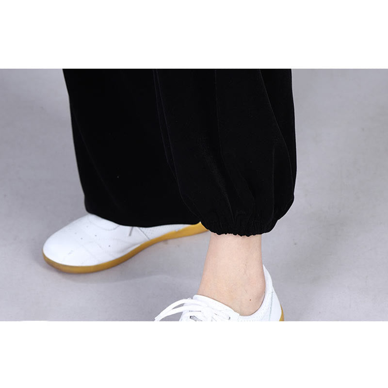 2Pcs Fall Winter Tai Chi Meditation Qigong Zen Practice Unisex Velour Plush Clothing Set