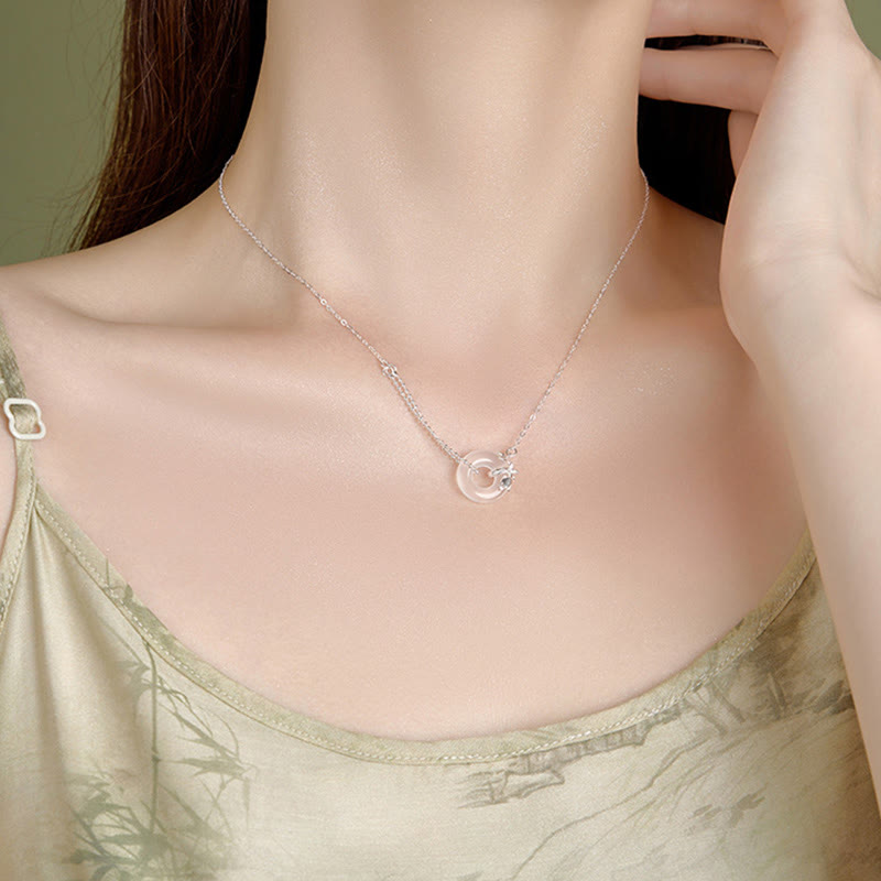 925 Sterling Silver Tulip Chalcedony Peace Buckle Fortune Necklace Pendant