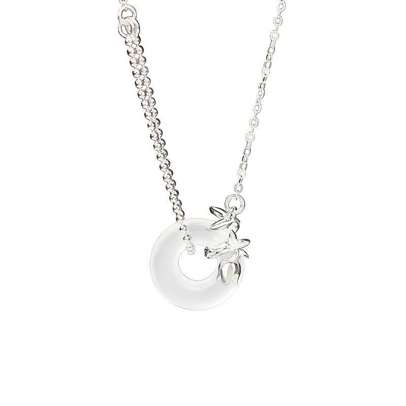 925 Sterling Silver Tulip Chalcedony Peace Buckle Fortune Necklace Pendant