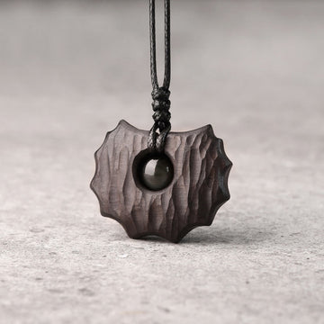 Ebony Wood Obsidian Irregular Shape Peace Calm Necklace Pendant