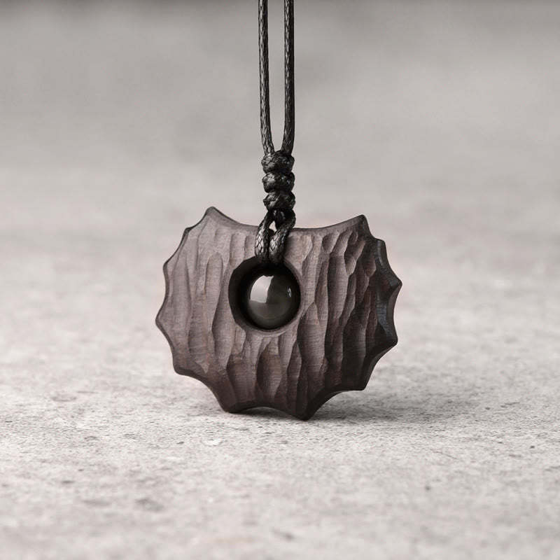 Ebony Wood Obsidian Irregular Shape Peace Calm Necklace Pendant
