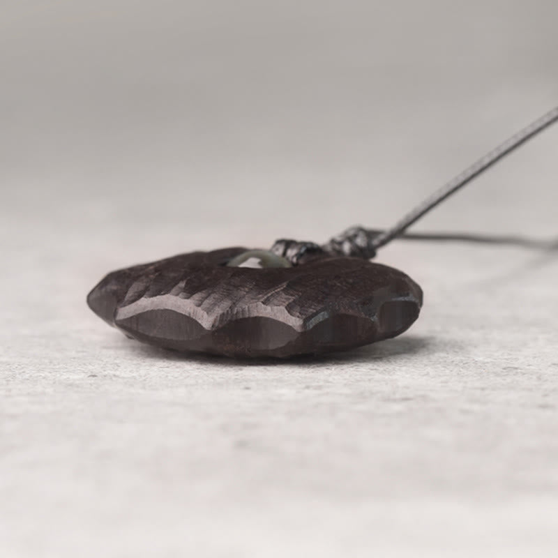 Ebony Wood Obsidian Irregular Shape Peace Calm Necklace Pendant