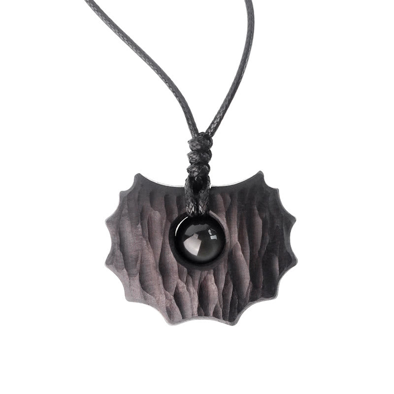 Ebony Wood Obsidian Irregular Shape Peace Calm Necklace Pendant