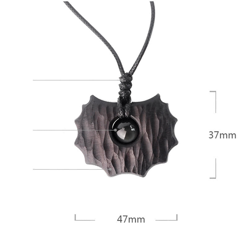 Ebony Wood Obsidian Irregular Shape Peace Calm Necklace Pendant