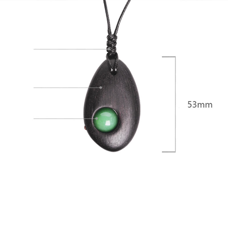 Ebony Wood Green Aventurine Peace Calm Necklace Pendant
