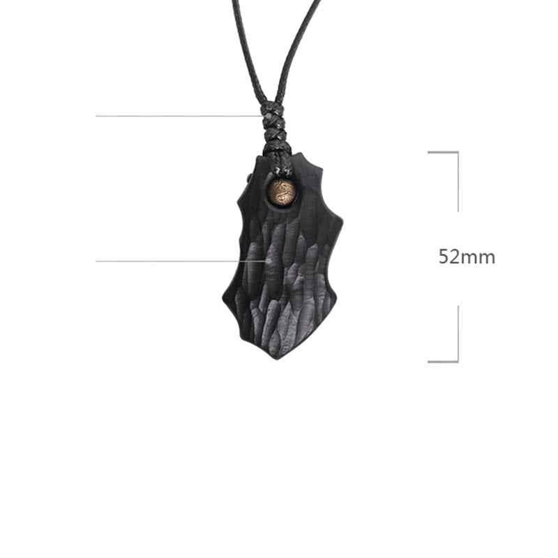 Ebony Wood Irregular Shape Copper Bead Peace Calm Necklace Pendant