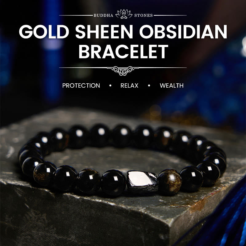 "All the best for Luck and Confidence" Obsidian Bracelet Includes Gift Message Card