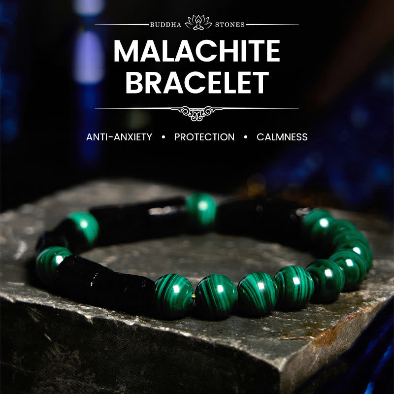 "May Peace and Power Walk Beside You" Malachite Bracelet Includes Gift Message Card