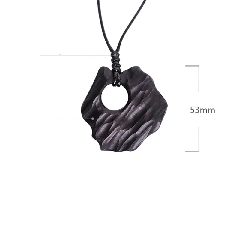 Ebony Wood Hollow Irregular Shape Peace Balance Necklace Pendant