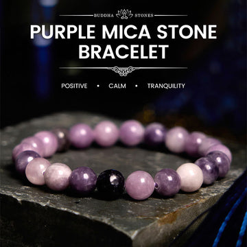 Lepidolite Purple Mica Stone Beaded Bracelet for Emotional Balance