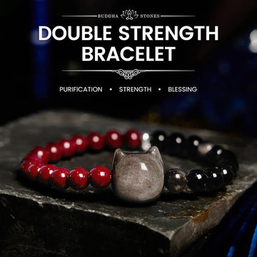 Black Obsidian Cinnabar Silver Sheen Obsidian Cat Fulfilment Bracelet
