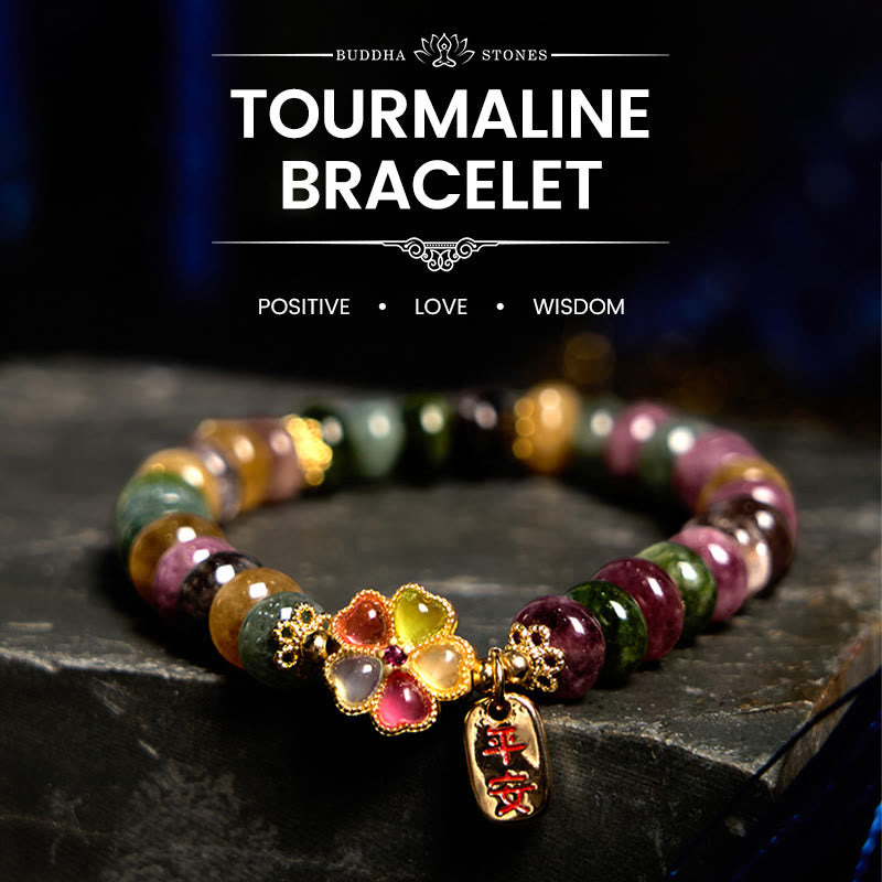 "Wishing You Joy in Every Color" Tourmaline Jade Bracelet Includes Gift Message Card
