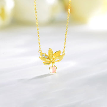 925 Sterling Silver Lotus Keep away evil spirits Necklace Pendant