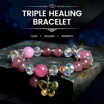 Pink Strawberry Quartz & Clear Quartz Butterfly Love Bracelet