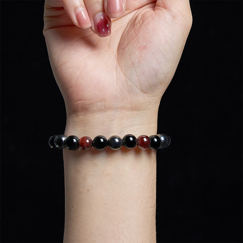 Natural Tiger's Eye Obsidian Hematite Positive Powerful Bracelet
