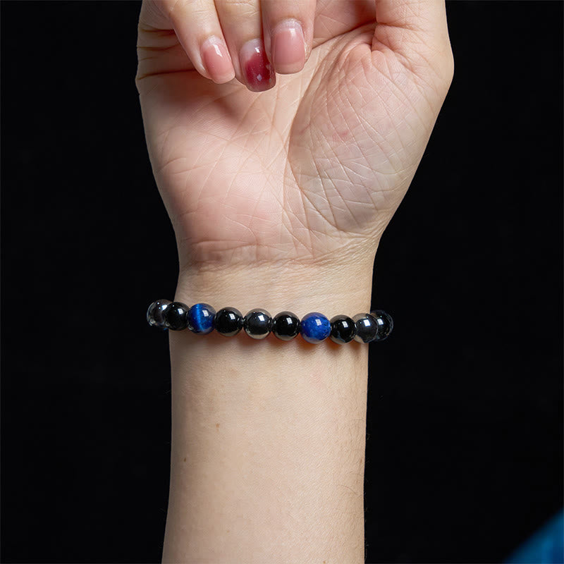 Natural Tiger's Eye Obsidian Hematite Positive Powerful Bracelet