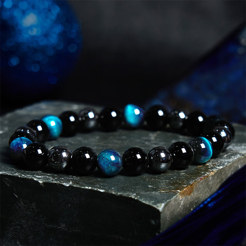 Natural Tiger's Eye Obsidian Hematite Positive Powerful Bracelet