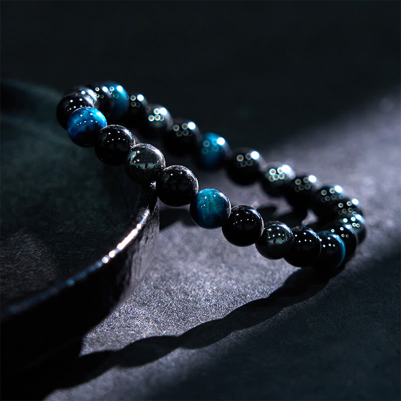 Natural Tiger's Eye Obsidian Hematite Positive Powerful Bracelet