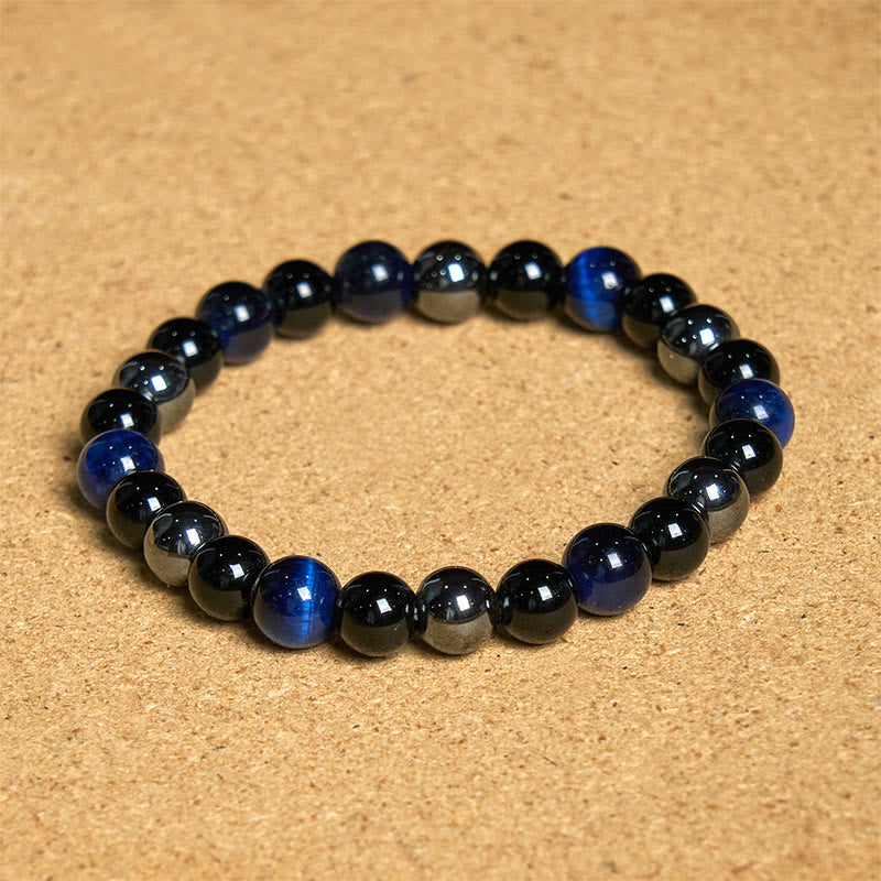 Natural Tiger's Eye Obsidian Hematite Positive Powerful Bracelet