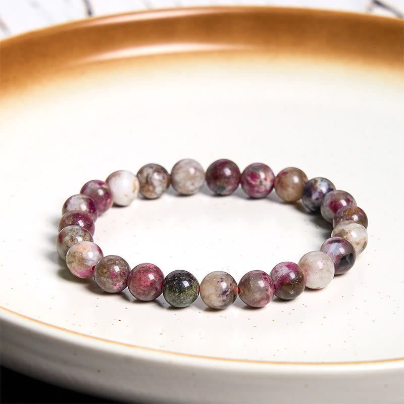 Natural Plum Blossom Tourmaline Beaded Energy Bracelet