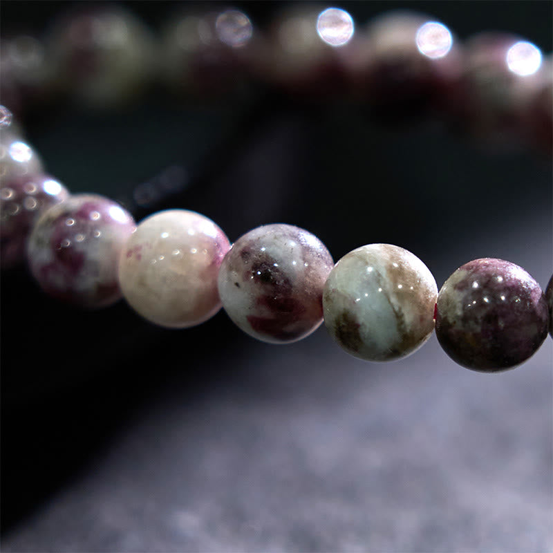 Natural Plum Blossom Tourmaline Beaded Energy Bracelet