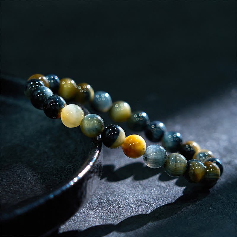 Yellow Blue Tiger Eye Courage Bracelet
