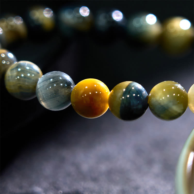 Yellow Blue Tiger Eye Courage Bracelet