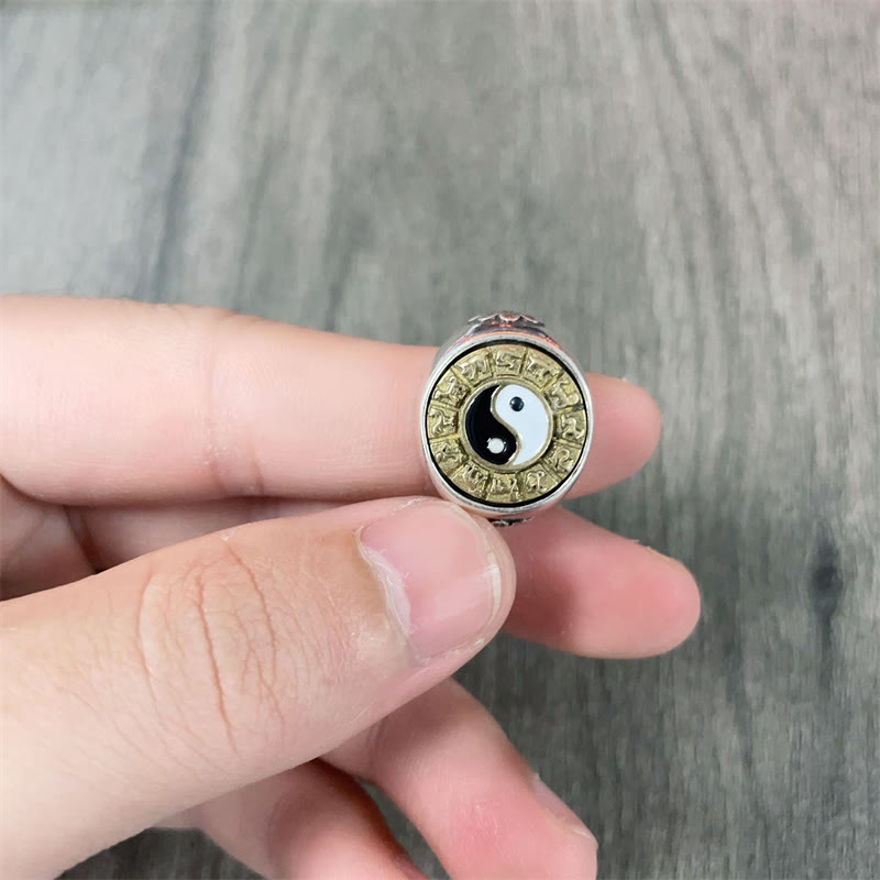 Yin Yang Chinese Zodiac Copper Wealth Adjustable Ring