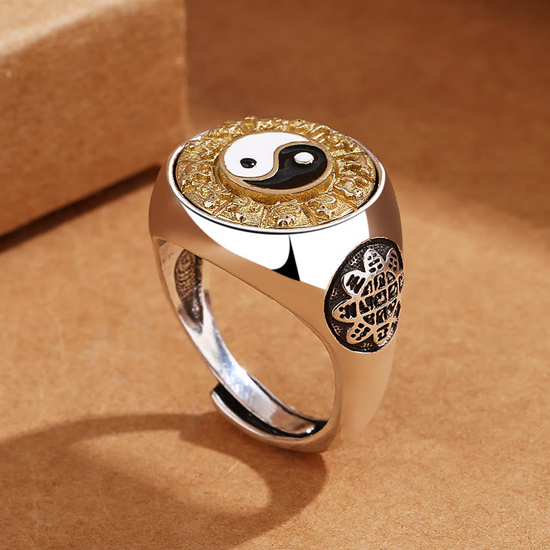 Yin Yang Chinese Zodiac Copper Wealth Adjustable Ring