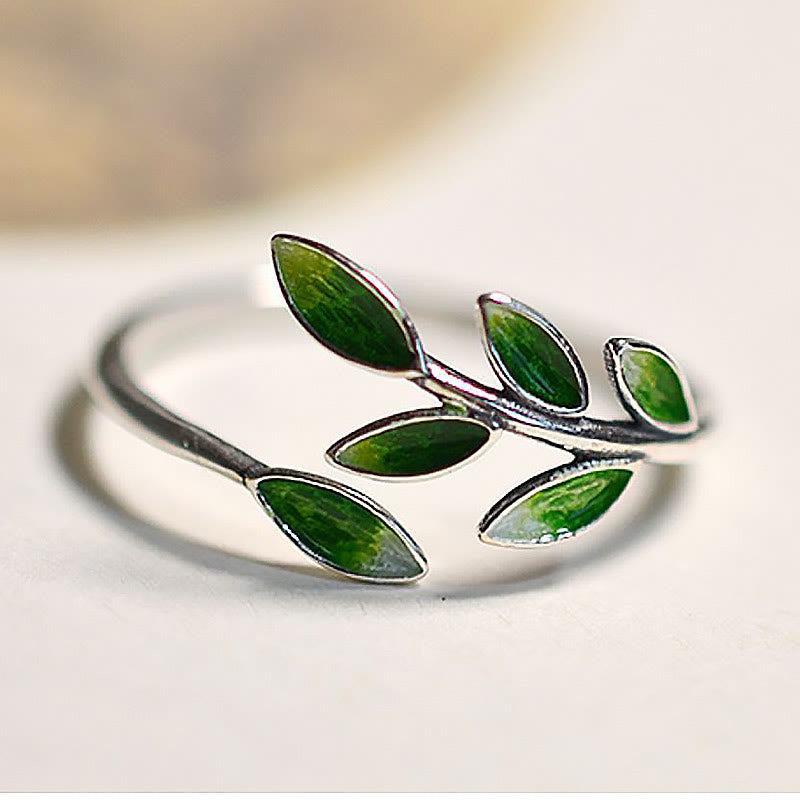 Botanical Leaves Copper Adjustable Ring for Growth and Vitality