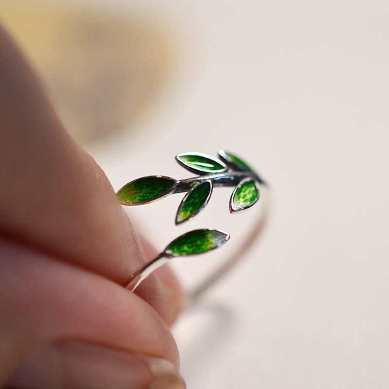 Botanical Leaves Copper Adjustable Ring for Growth and Vitality