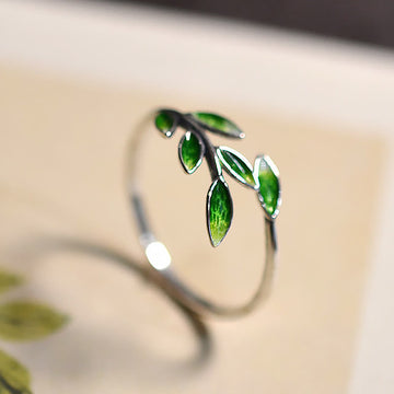 Botanical Leaves Copper Adjustable Ring for Growth and Vitality