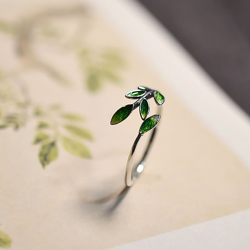Botanical Leaves Copper Adjustable Ring for Growth and Vitality