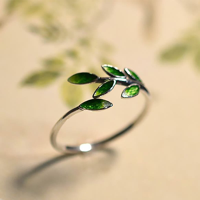Botanical Leaves Copper Adjustable Ring for Growth and Vitality