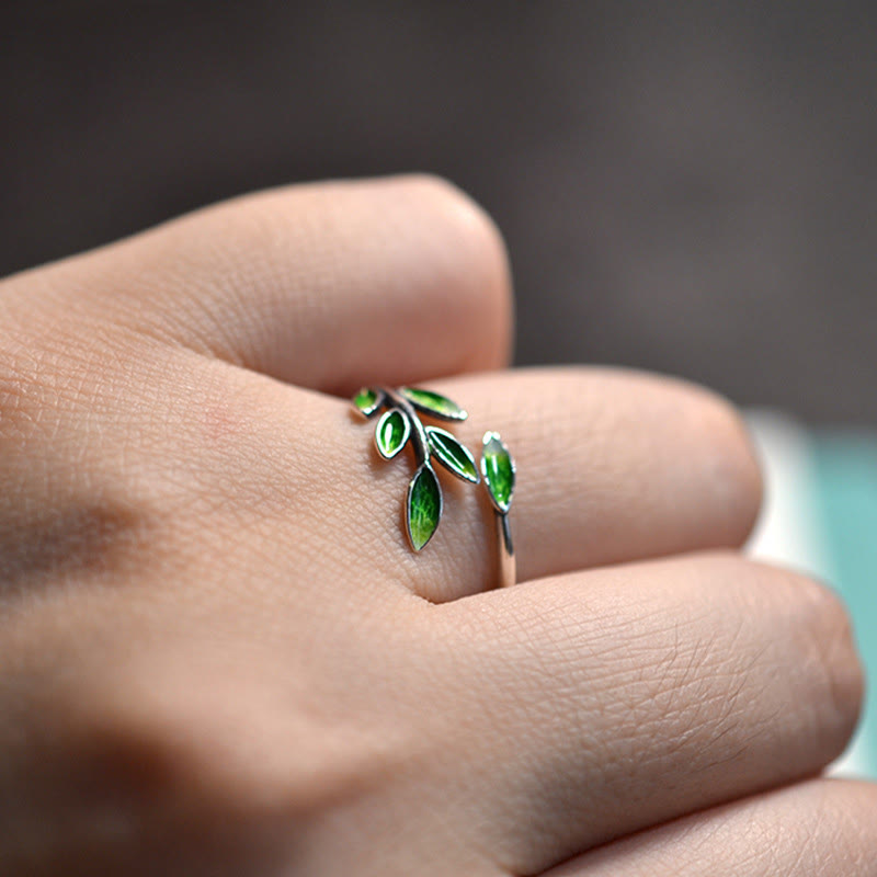 Botanical Leaves Copper Adjustable Ring for Growth and Vitality