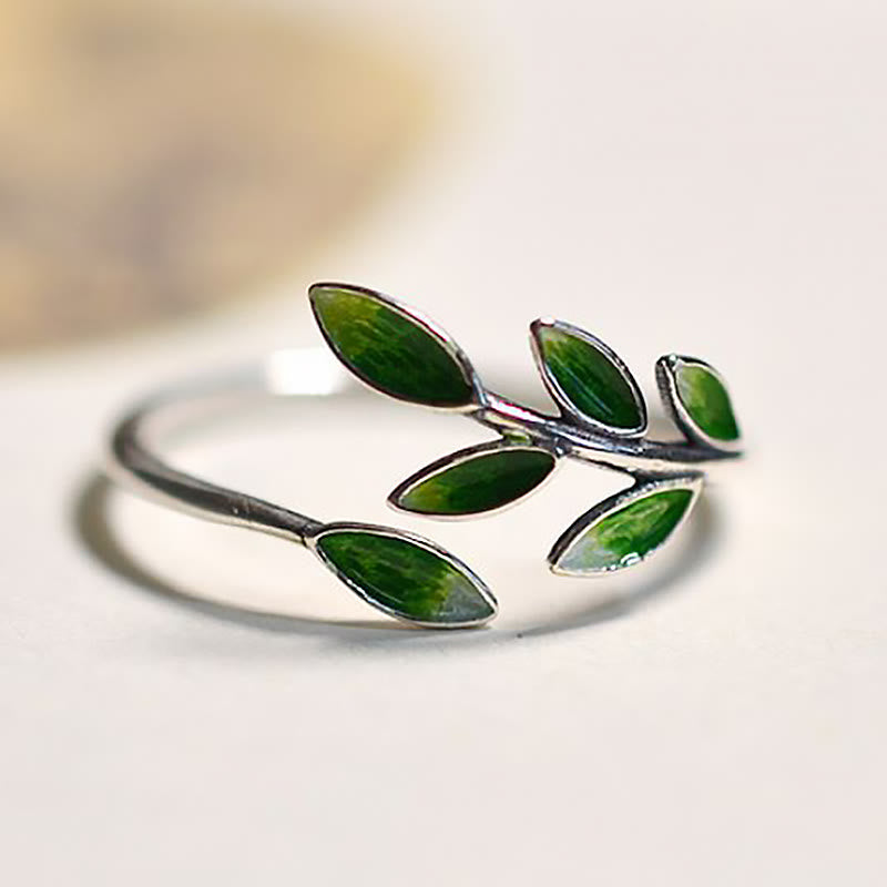 Botanical Leaves Copper Adjustable Ring for Growth and Vitality