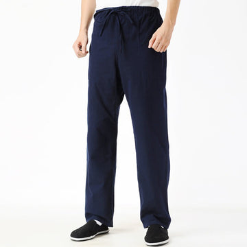 Fall Solid Color Men's Drawstring Pants With Pockets